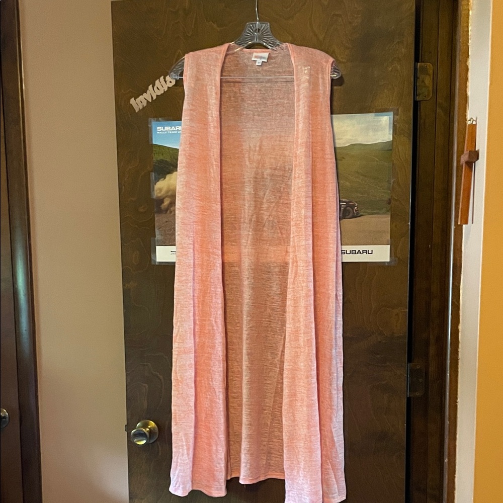 LuLaRoe Women's Peach Sleeveless Cardigan